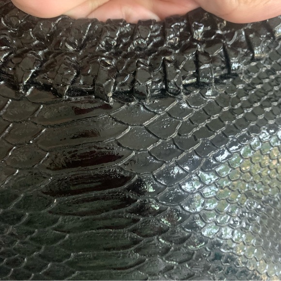 Big Buddha Black Snakeskin Clutch Crossbody Bag with Silver Chain - Picture 4 of 10